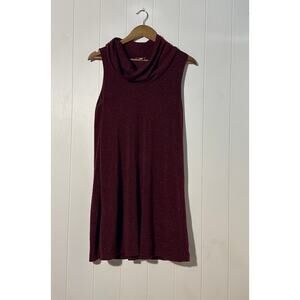 Charming Charlie Burgundy Ribbed Knit Sparkle Dress Wine Color Long Sleeve XXS